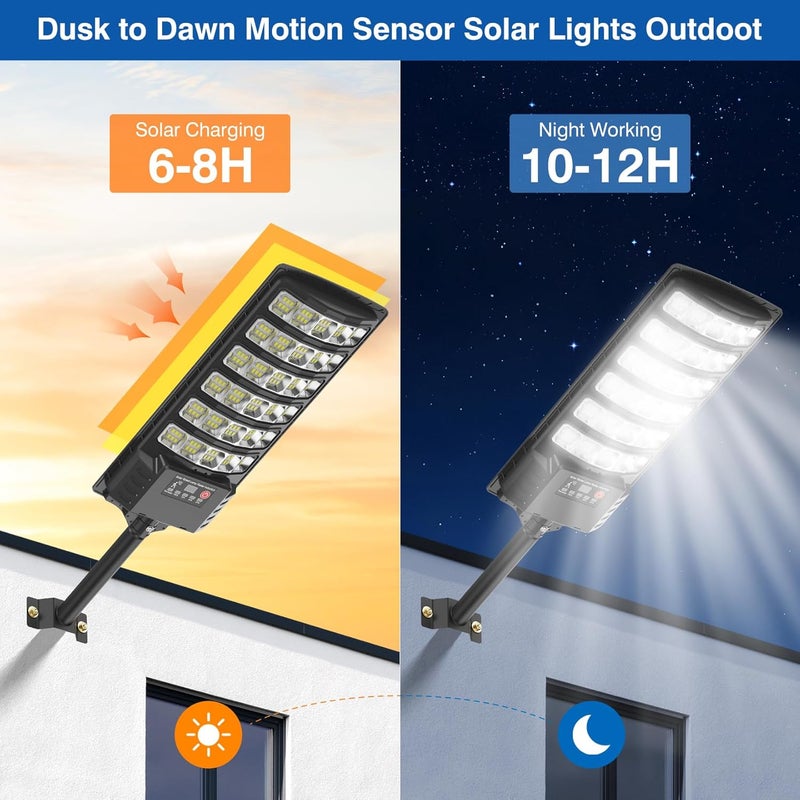 Heisolcool Solar Street Lights Outdoor Waterproof, Wide Angle Flood Light, LED Solar Parking Light with Motion Sensor and Remote Control for Outdoor, Streets, Courtyards,Parking Garages,-1Pack - Image 2